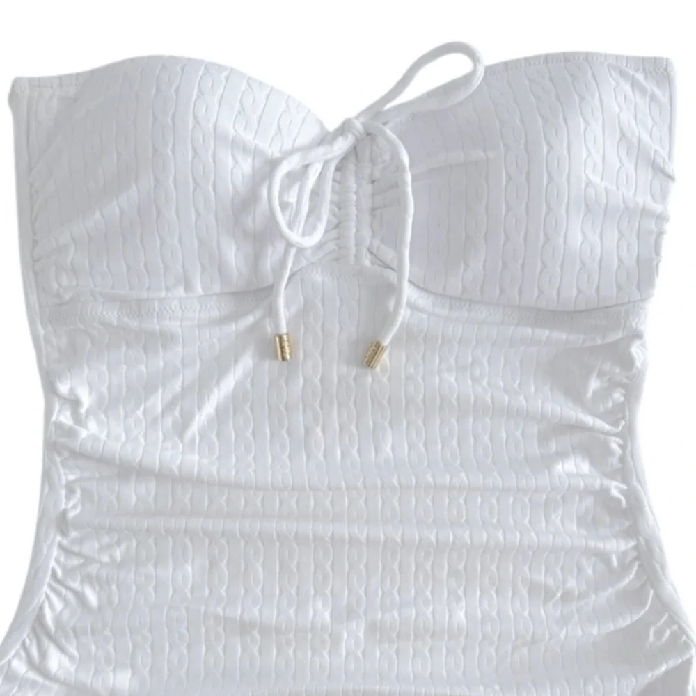 NWOT Tommy Bahama Cable Beach Tie Front Bandini Top - Picture 5 of 11